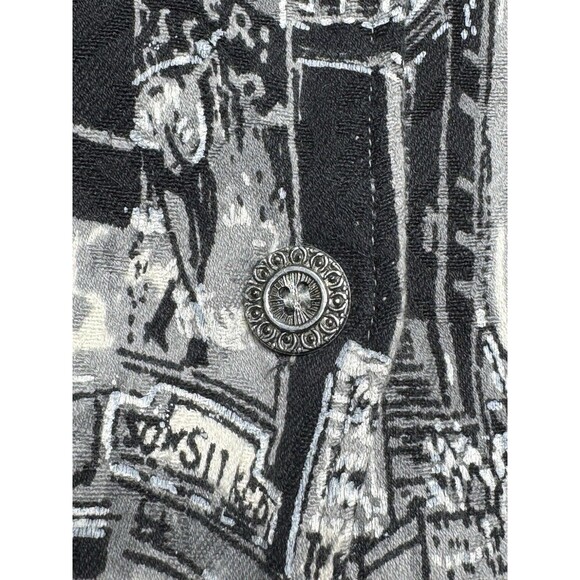 Parsley & Sage Womens Gray & Black Abstract NY City Boho Button Up Jacket India - Picture 8 of 16